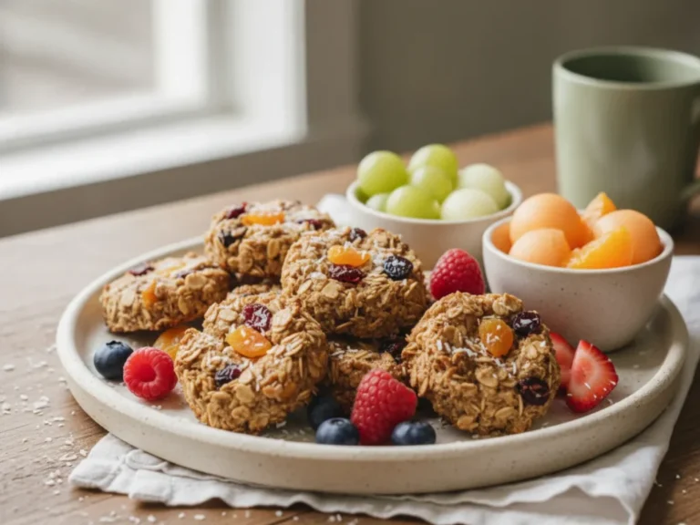 No-bake oat bites with berries prepared as lunchbox snacks